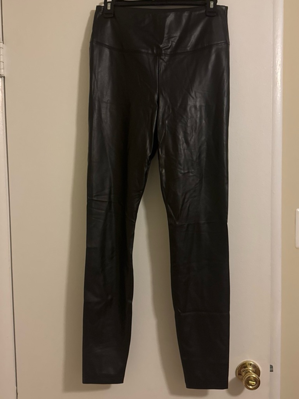 WHBM Black Faux Leather Runway Leggings Size 10 Long 10L